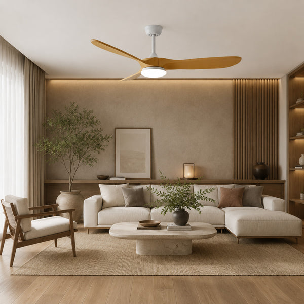 Alba | Ventilateur de plafond vintage blanc et bois
