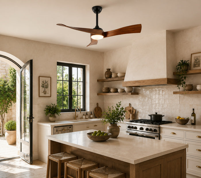 Noce | Ventilateur de plafond bois foncé avec LED 3