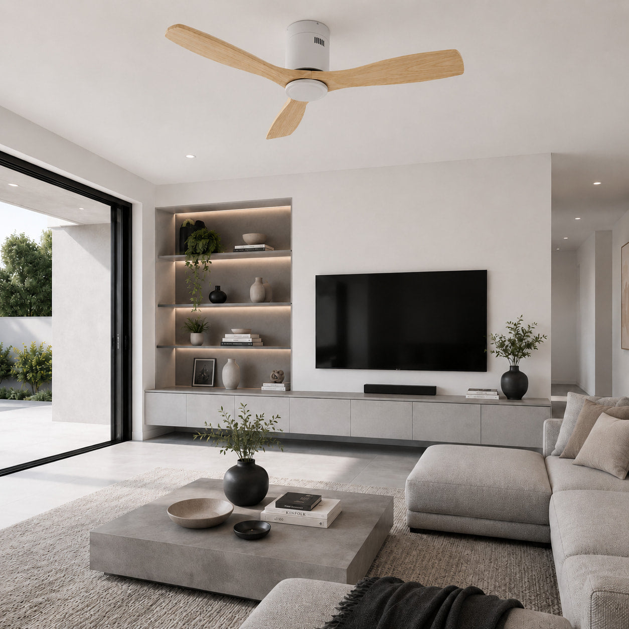 Aria | Ventilateur de plafond bois clair épuré