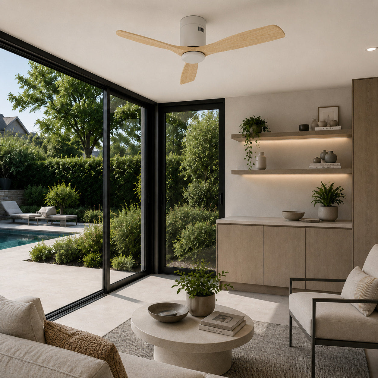 Aria | Ventilateur de plafond bois clair épuré