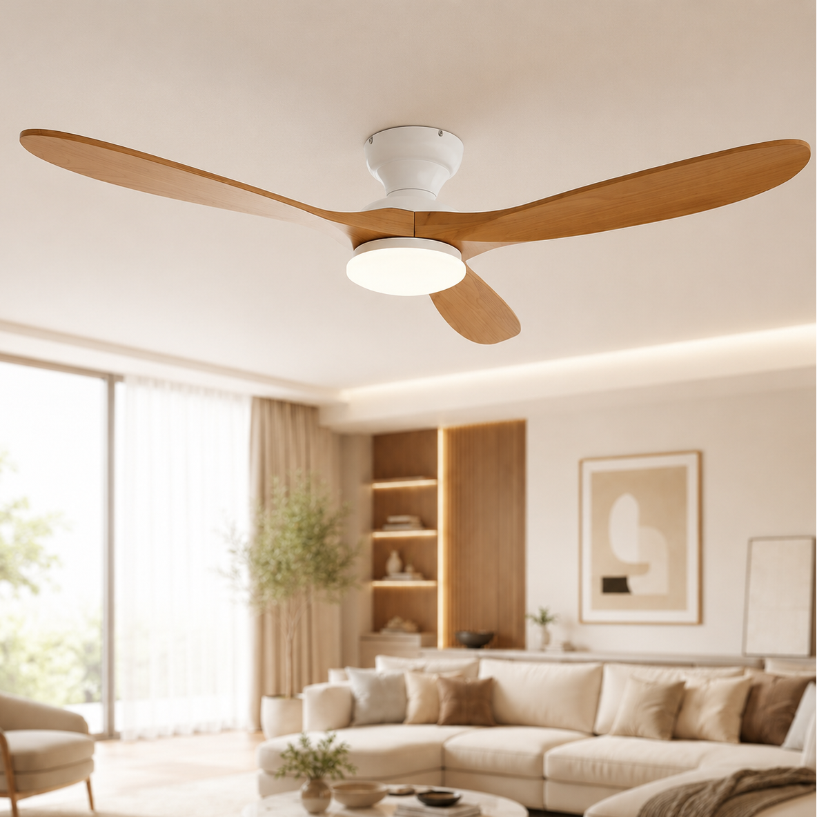 Plafonnier Ventilateur Bois Naturel | VentiLum