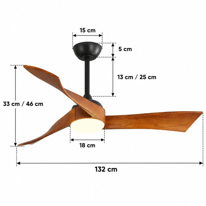 Noce | Ventilateur de plafond bois foncé avec LED 7
