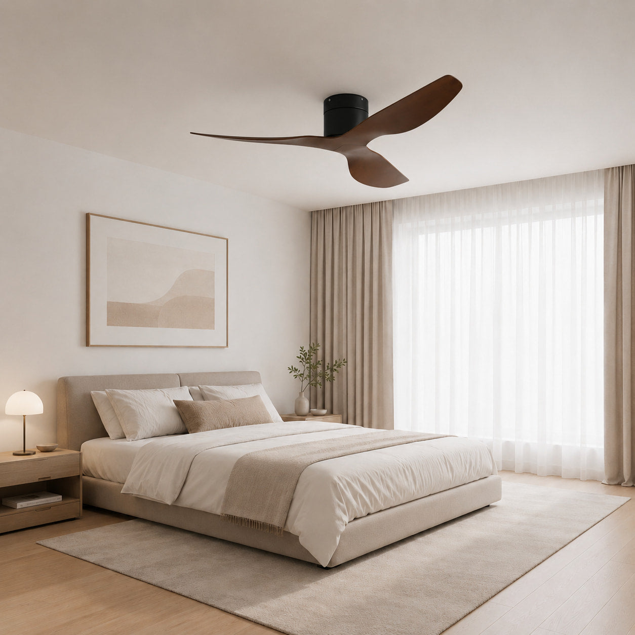 Plana Scura | Ventilateur de plafond ultra-plat bois foncé