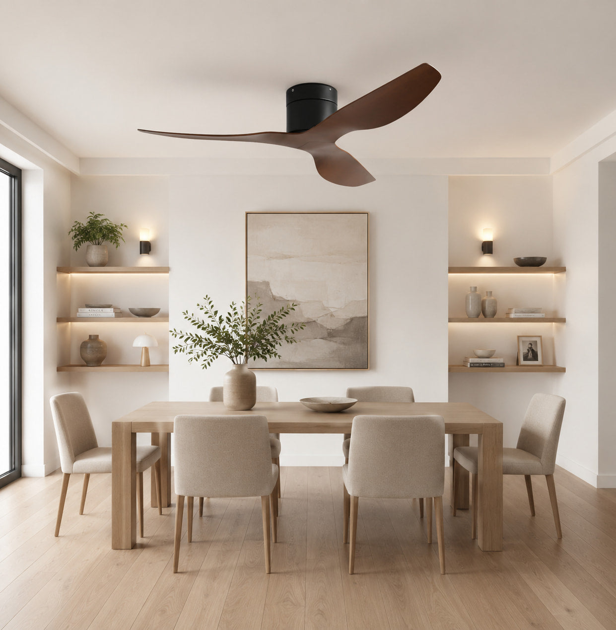 Plana Scura | Ventilateur de plafond ultra-plat bois foncé