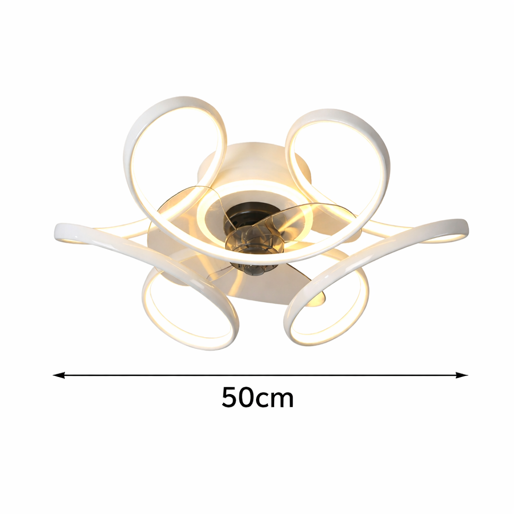 Plafonnier Ventilateur LED Sculptural 50cm – Silencieux Réversible