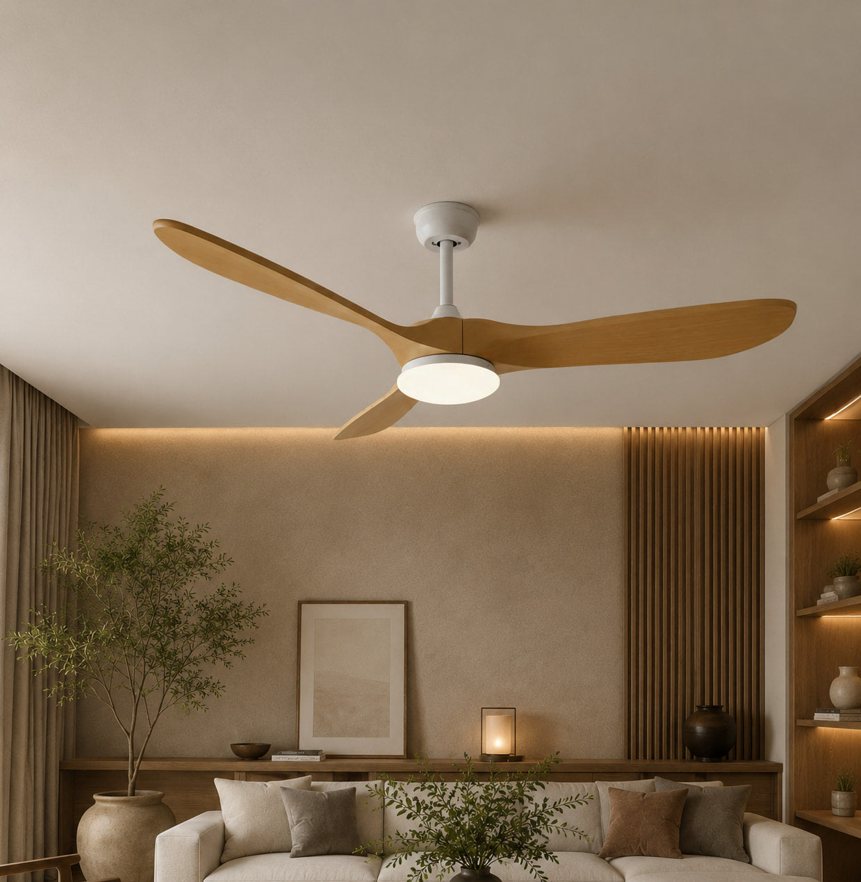 Alba | Ventilateur de plafond vintage blanc et bois