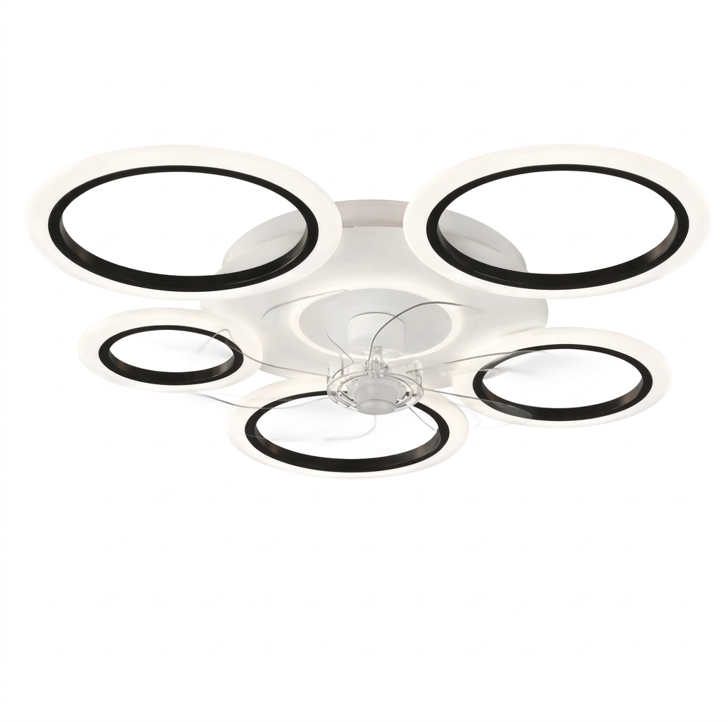 Plafonnier Ventilateur LED 115W - Design Anneaux Circulaires