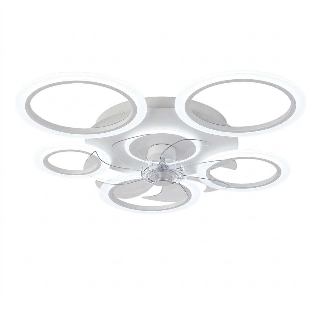 Plafonnier Ventilateur LED 115W - Design Anneaux Circulaires