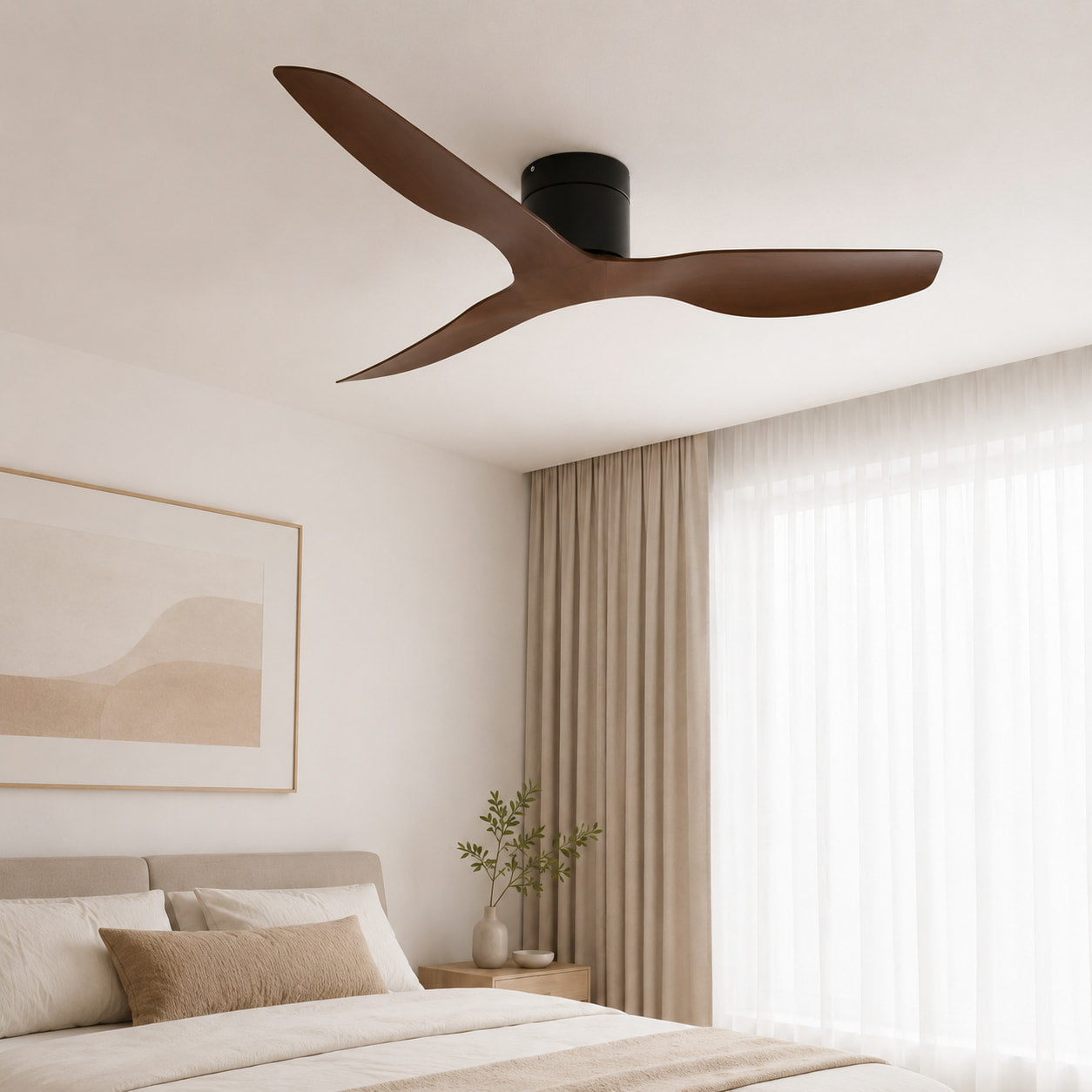 Plana Scura | Ventilateur de plafond ultra-plat bois foncé
