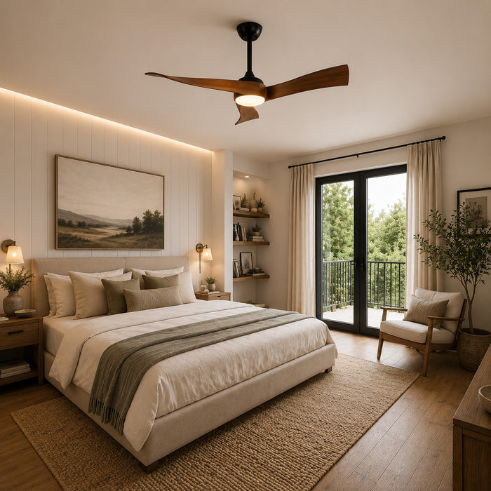 Noce | Ventilateur de plafond bois foncé avec LED 4