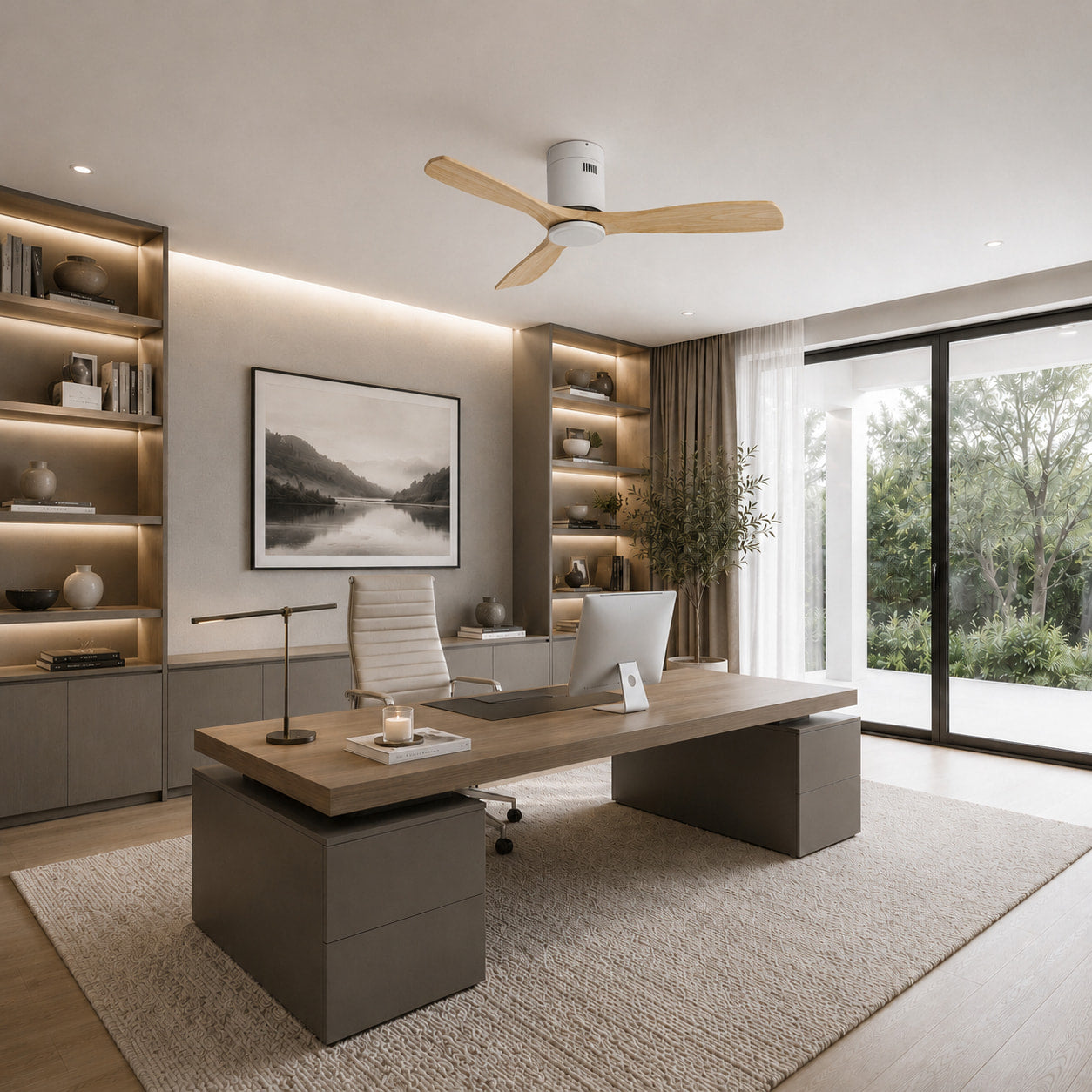 Aria | Ventilateur de plafond bois clair épuré
