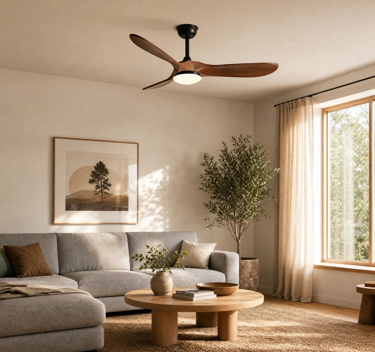 Ombra | Ventilateur de plafond vintage noir et marron